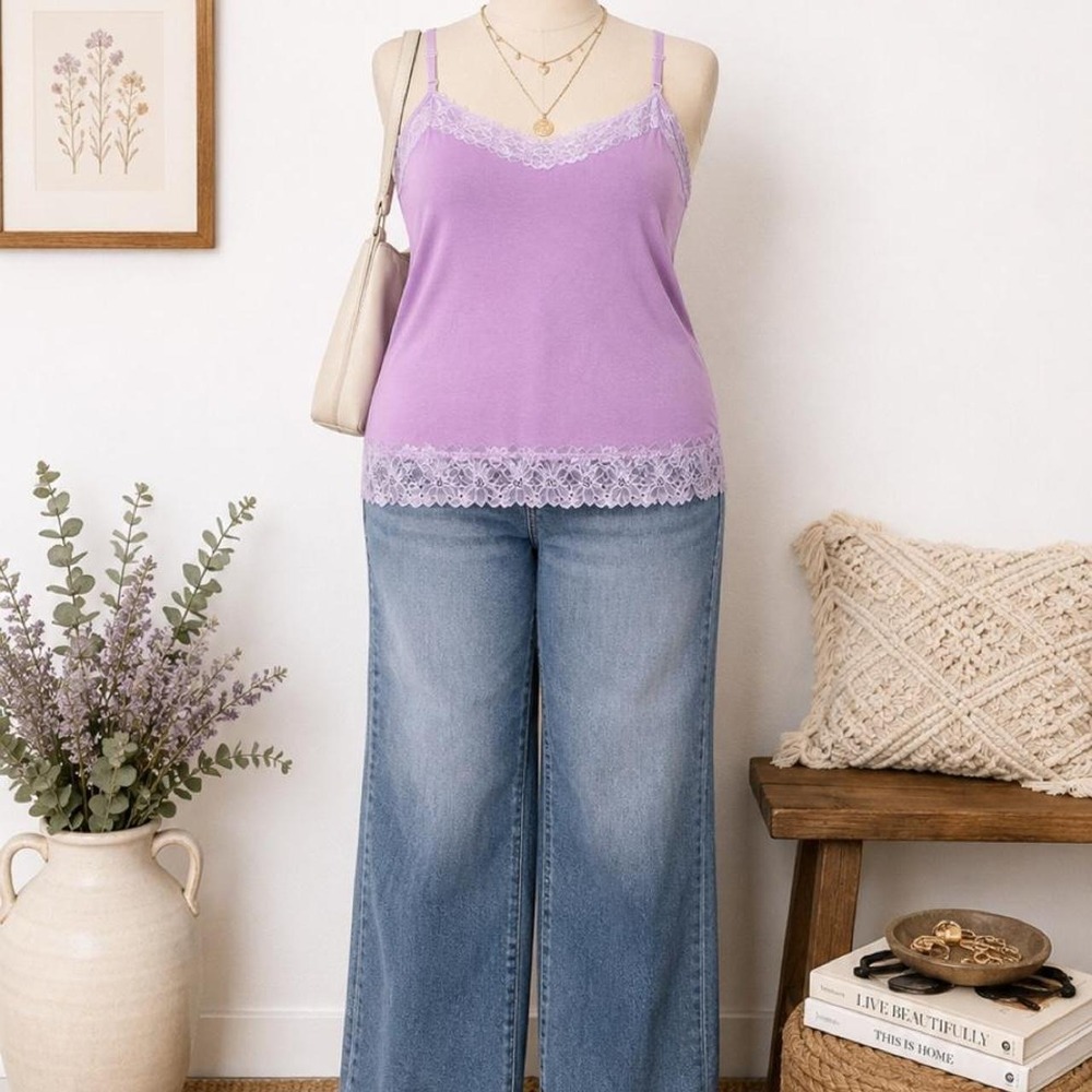 Cato's Lavender Lace Trim Camisole Tank Top Women's 18/20W